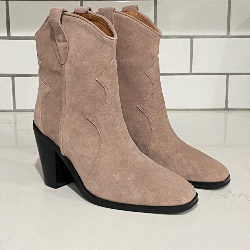 Jeffrey Campbell Jument Western Boots Pink Taupe Suede Womenโsโ Size 8 New